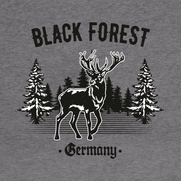 Black Forest Germany Deer with Trees by Foxxy Merch